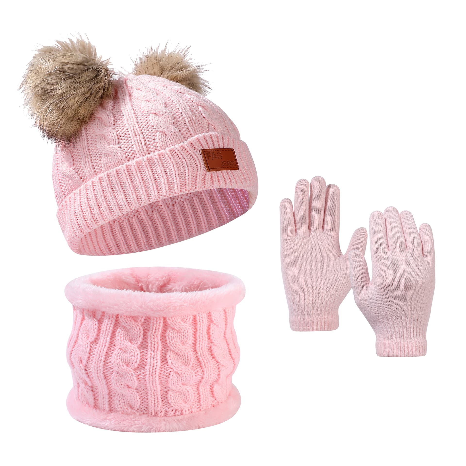 Kids'scarf, hat & glove sets Children's hat gloves bib set twist children's autumn and winter knitting hairball yarn