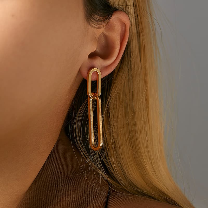 Genuine Gold Electroplating Inlaid Zircon Exquisite Light Ear Clip Niche Design Minimalist High End French Double Layer