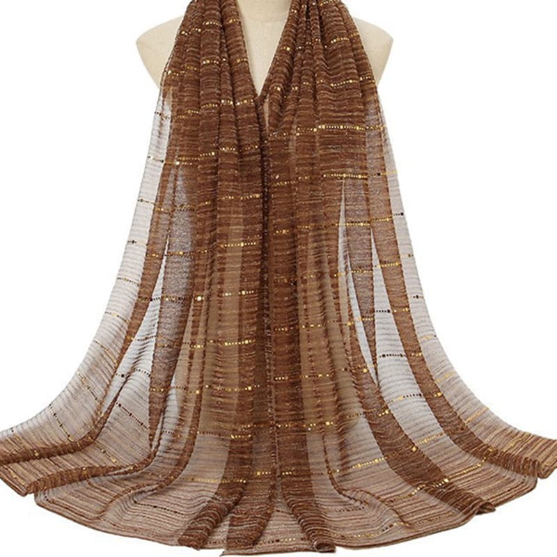 Muslim Headscarf Sequin Lace Scarf Muslim Bun Head Solid Color Scarf Dual Purpose Scarf Woman Silver Striped Sequins On The Slide