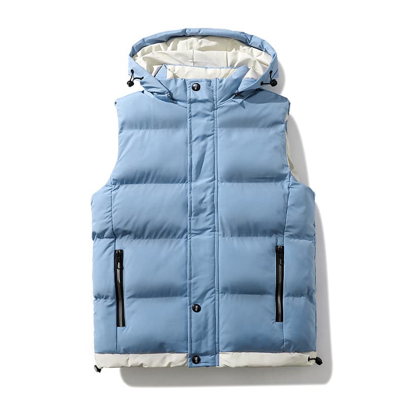 Couples High-quality Autumn And Winter New Style Small Fresh Slimming Style Color Matching Hooded Men's Vest Men's Fashion