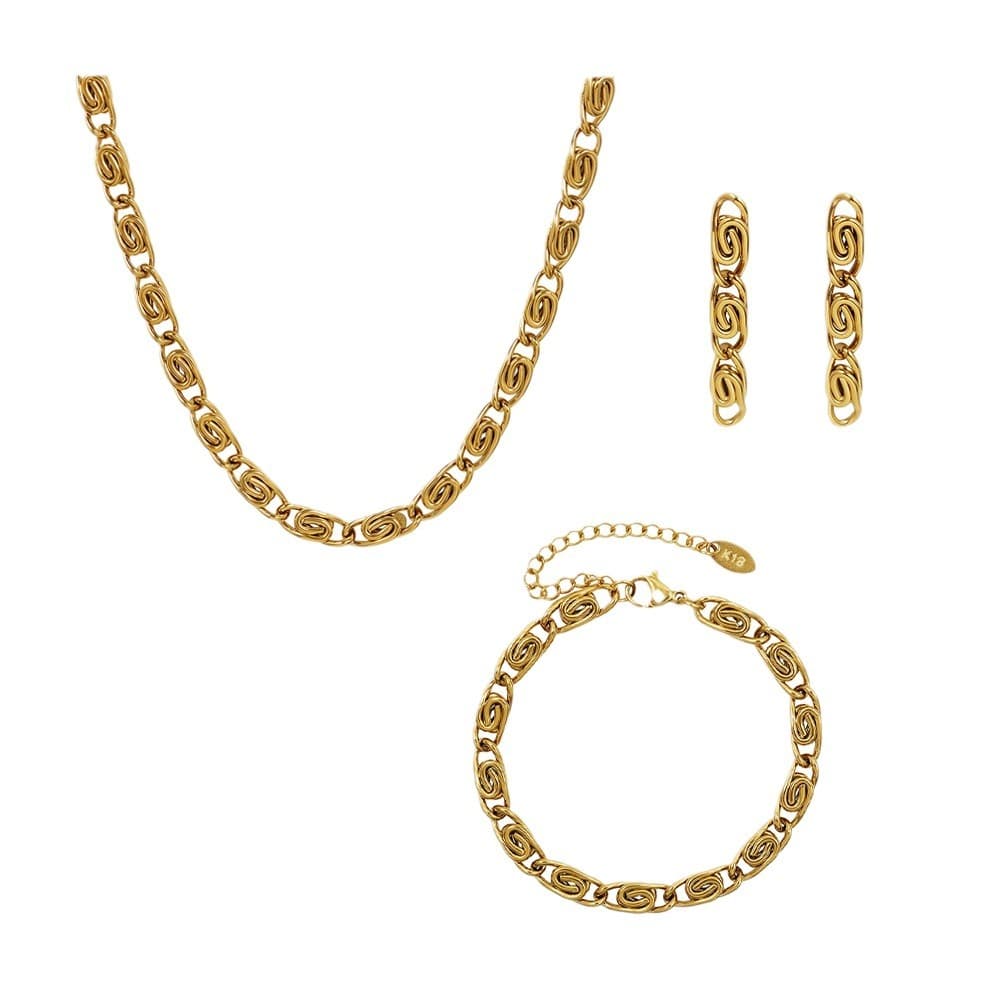 Women's Jewelry Set Roll Chain Thick Chain Necklace Clavicle Neck Chain Titanium Steel Jewelry Set Decorative Earrings