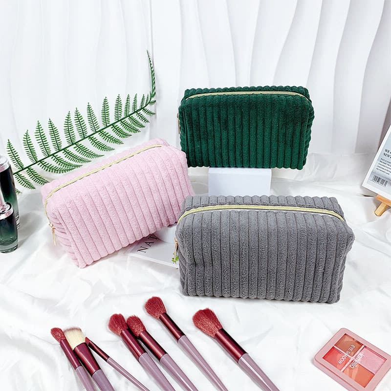 Makeup Tools & Accessories New Corduroy Cosmetic Bag Female Portable Large Capacity Fashion Stripes Soft Skin Friendly Cosmetic Wash Bag