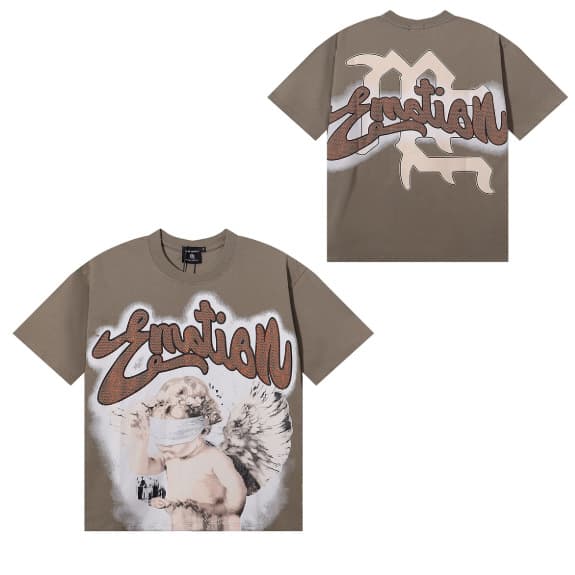 T-shirt unisexe à manches courtes, coupe ample, imprimé extraterrestre tendance style américain, orné de strass, idéal pour la rue.