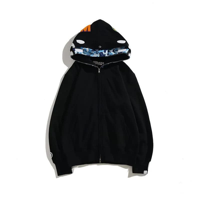 Sweat à capuche zippé en forme de requin pour homme et femme, veste camouflage tendance, sweat à capuche, polaire technique