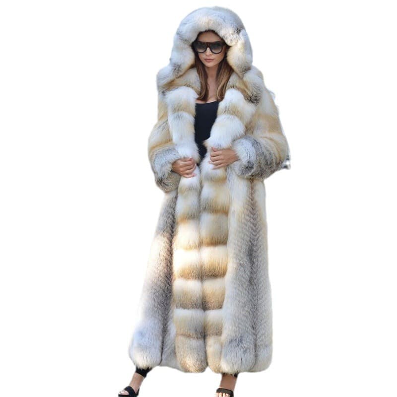 Women's Clothing extended warm splicing hooded women's clothing