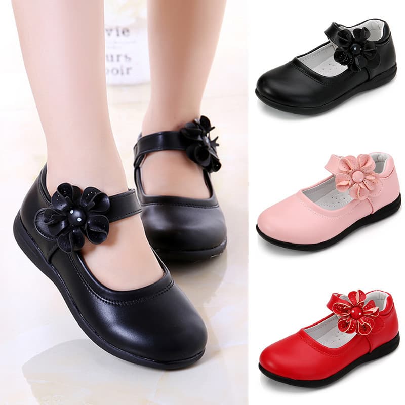 SHLIANG Girls Leather Shoes For Children Wedding Dress Princess School Shoes Kids Summer Bow-knot Black Student Sandals Y0383