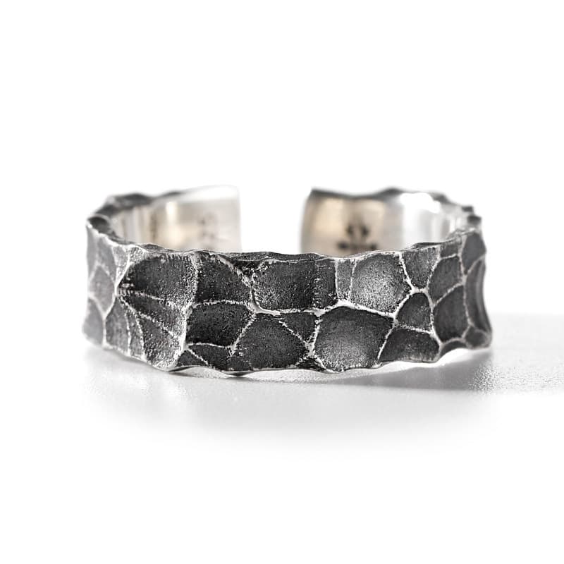 Hammered Texture Fashion Open Men's Geometric Crack Ring