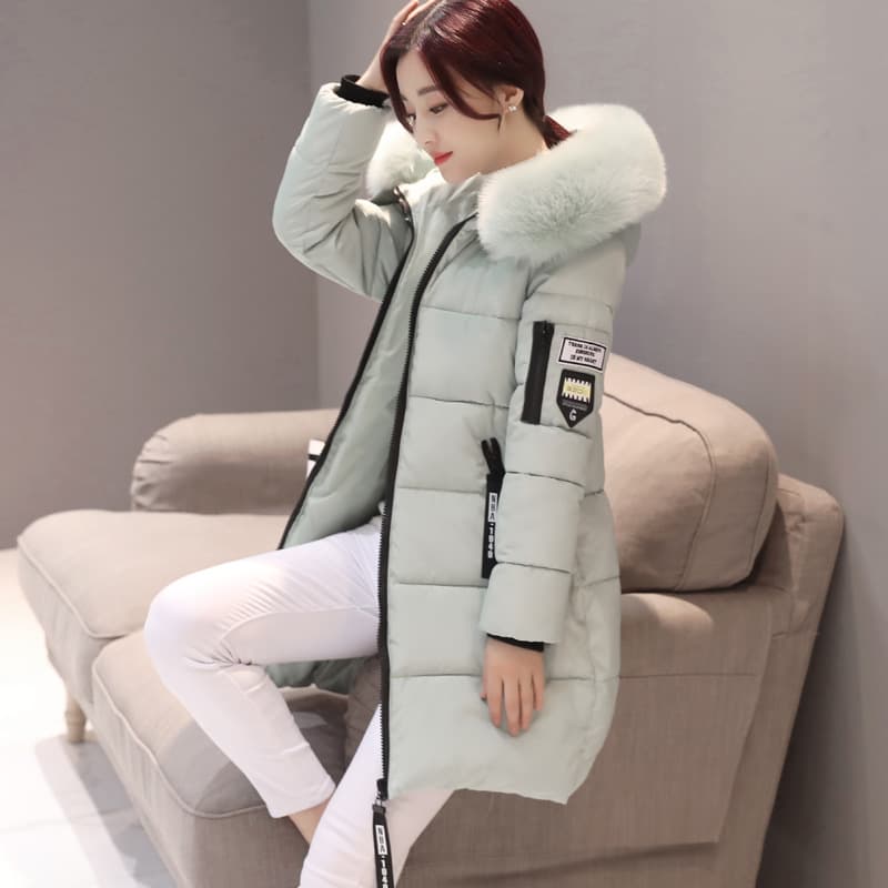 Veste d'hiver coréenne cintrée et chaude pour femme, matelassée en coton, manteau long grande taille pour femme