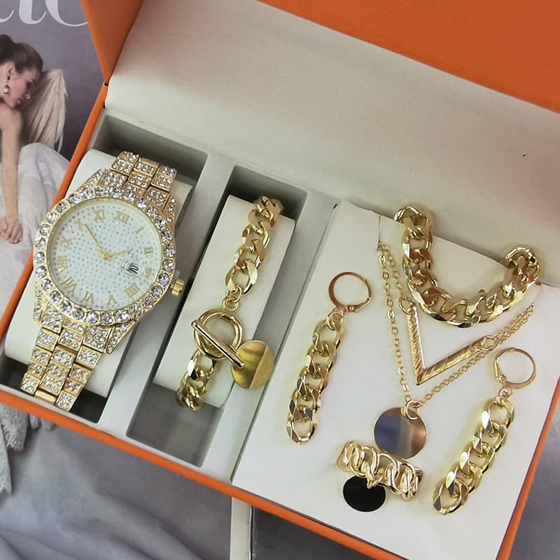 Women's Watches Ladies Watch 5 Sets Ladies Watch Jewelry 5 Piece Set New Quartz Watch Gift Set Watch