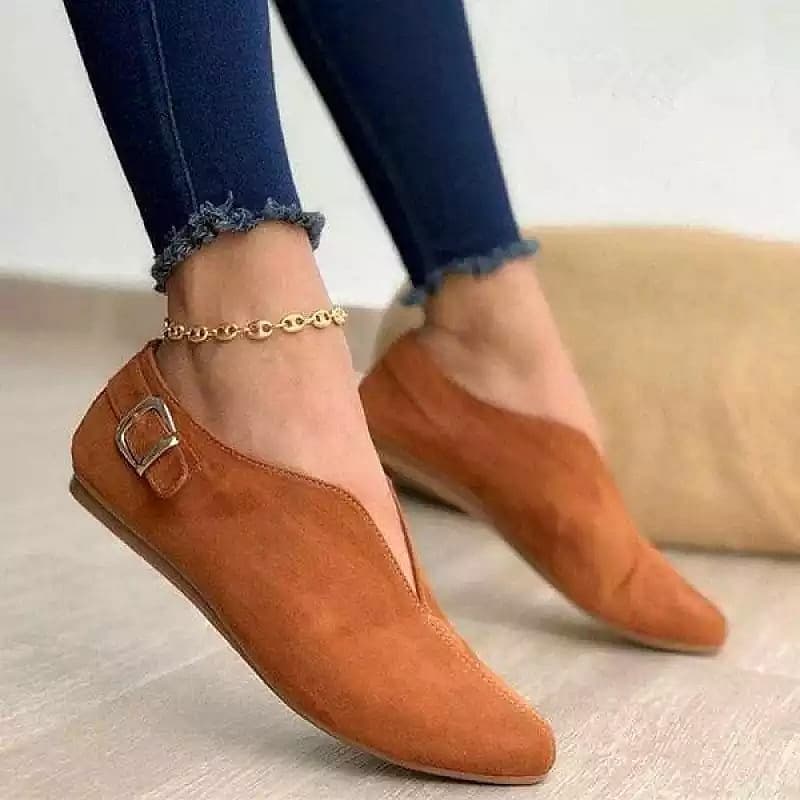 SHLIANG Suede Women Loafers Summer Women Flats Shoes Retro Pointed Toe Slip on Casual Shoes Zapatos Mujer Plus Size 43 Breathable V Port SB160