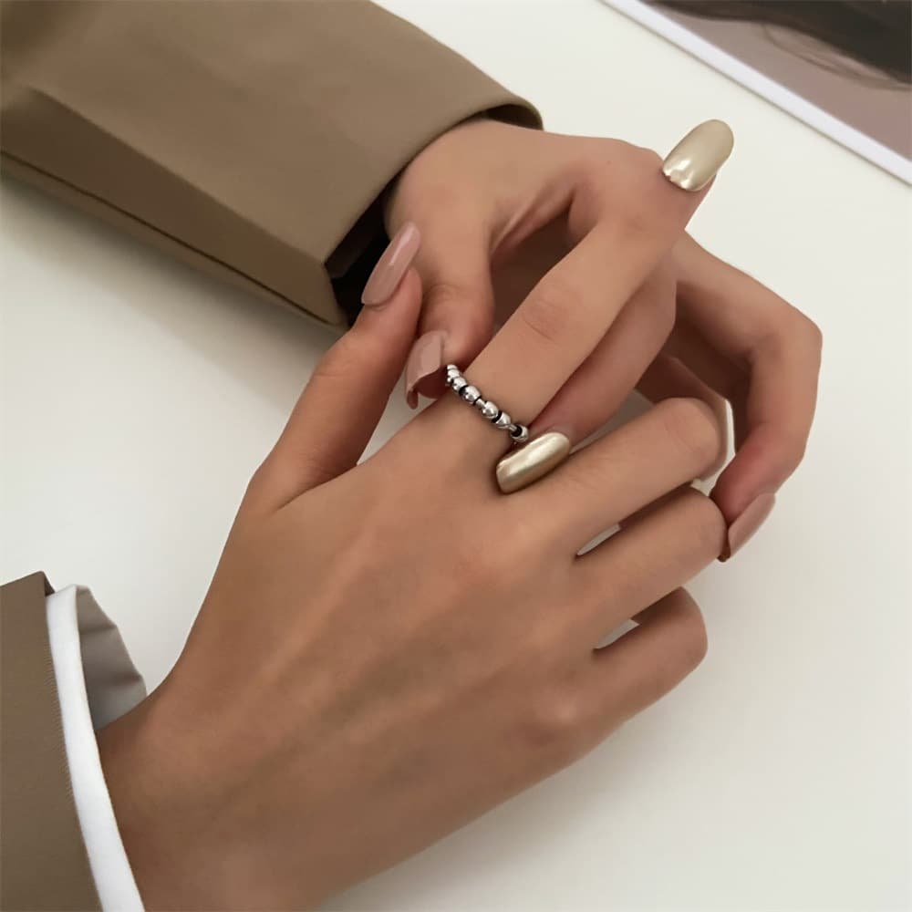 Stainless steel stress relieving anxiety bead ring versatile open rotating round bead ring