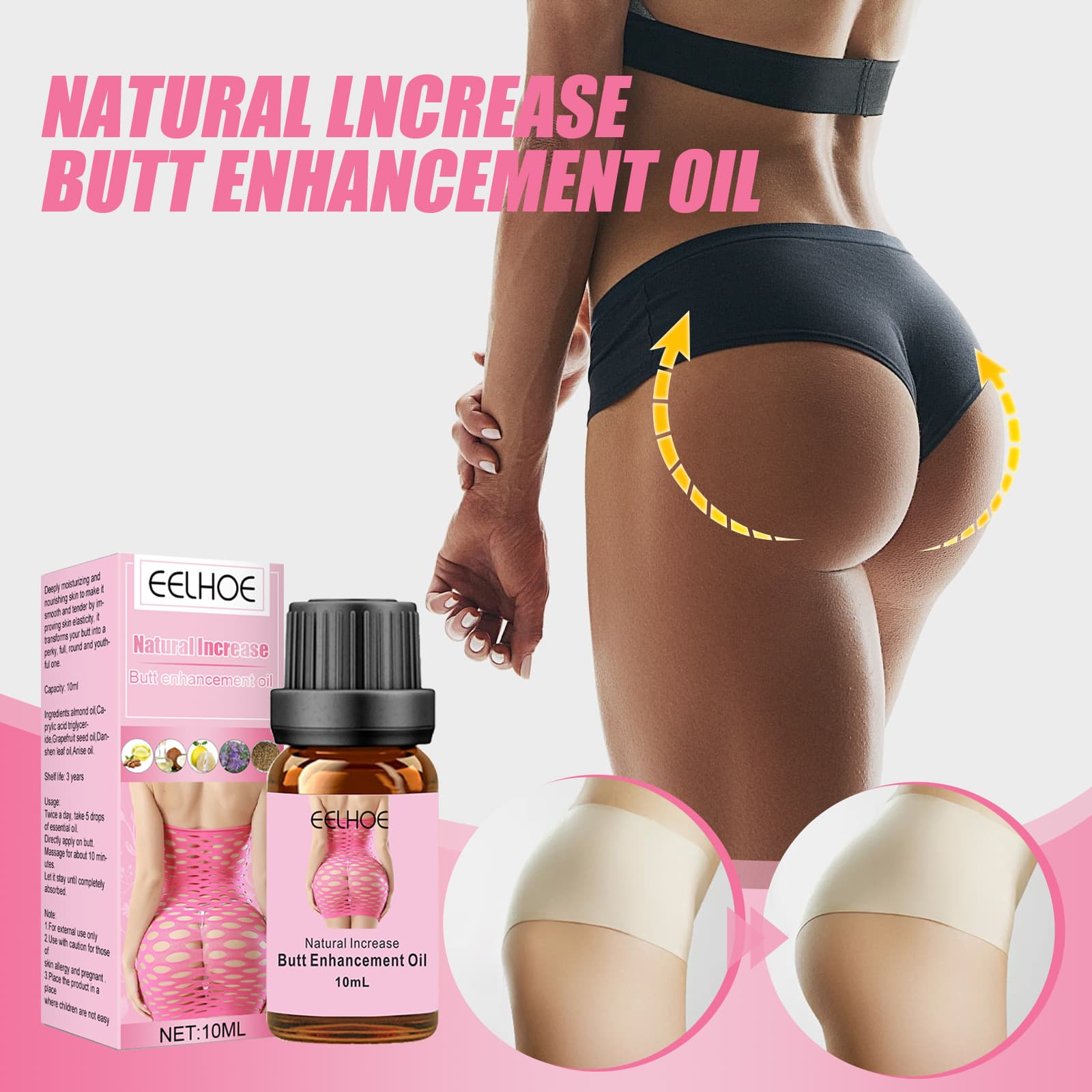 EELHOE essential oil for lifting tightening beautifying buttocks, the body, moisturizing and shaping peach buttocks