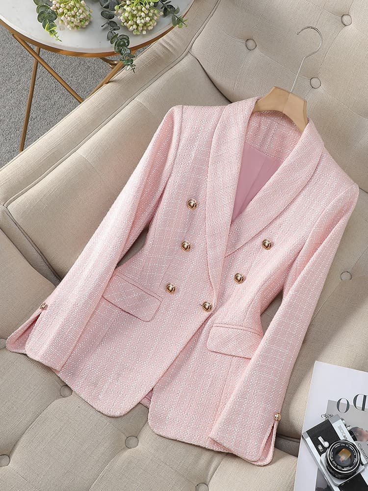 Women's Clothing Autumn and winter aura strong professional suit set age reducing street style green waisted small suit jacket for women