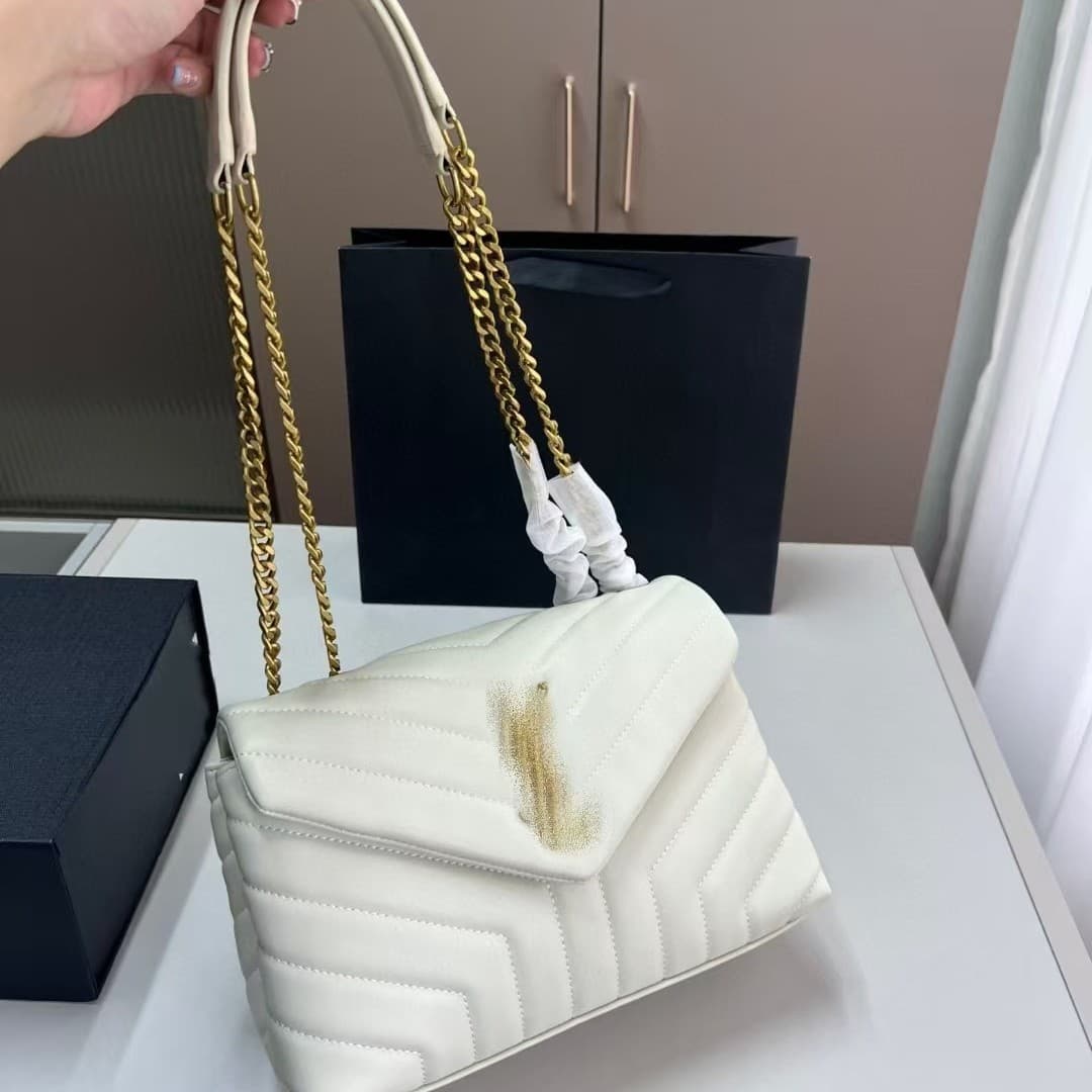 Sac New Y Style Soft And Mommy Cloud, sac messager Loulou avec bordure croisée et chaîne en peau de mouton, style enveloppe, sac polyvalent d'usine