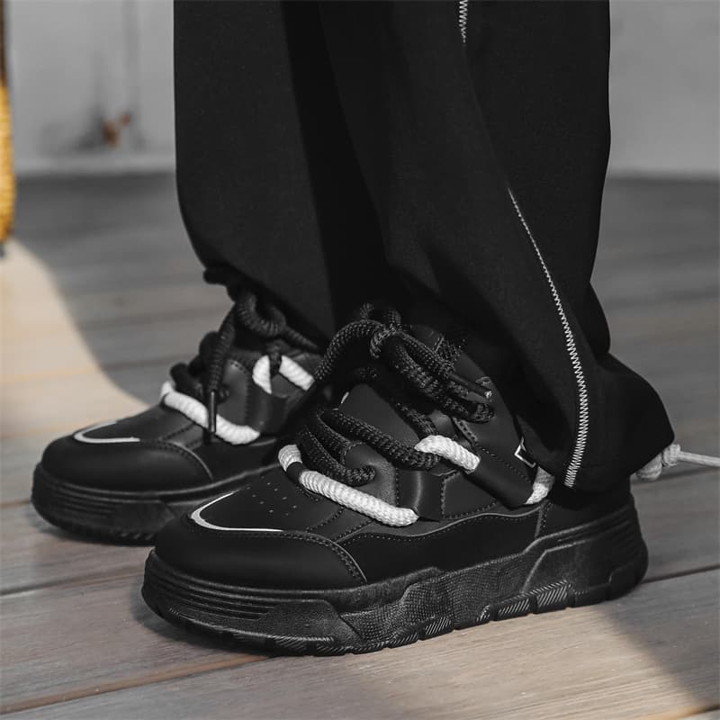 Men's Chunky Sole Sneakers – Low-Top Platform Shoes, Breathable PU Upper, Lightweight EVA Cushion, Streetwear Fashion For Casual Wear