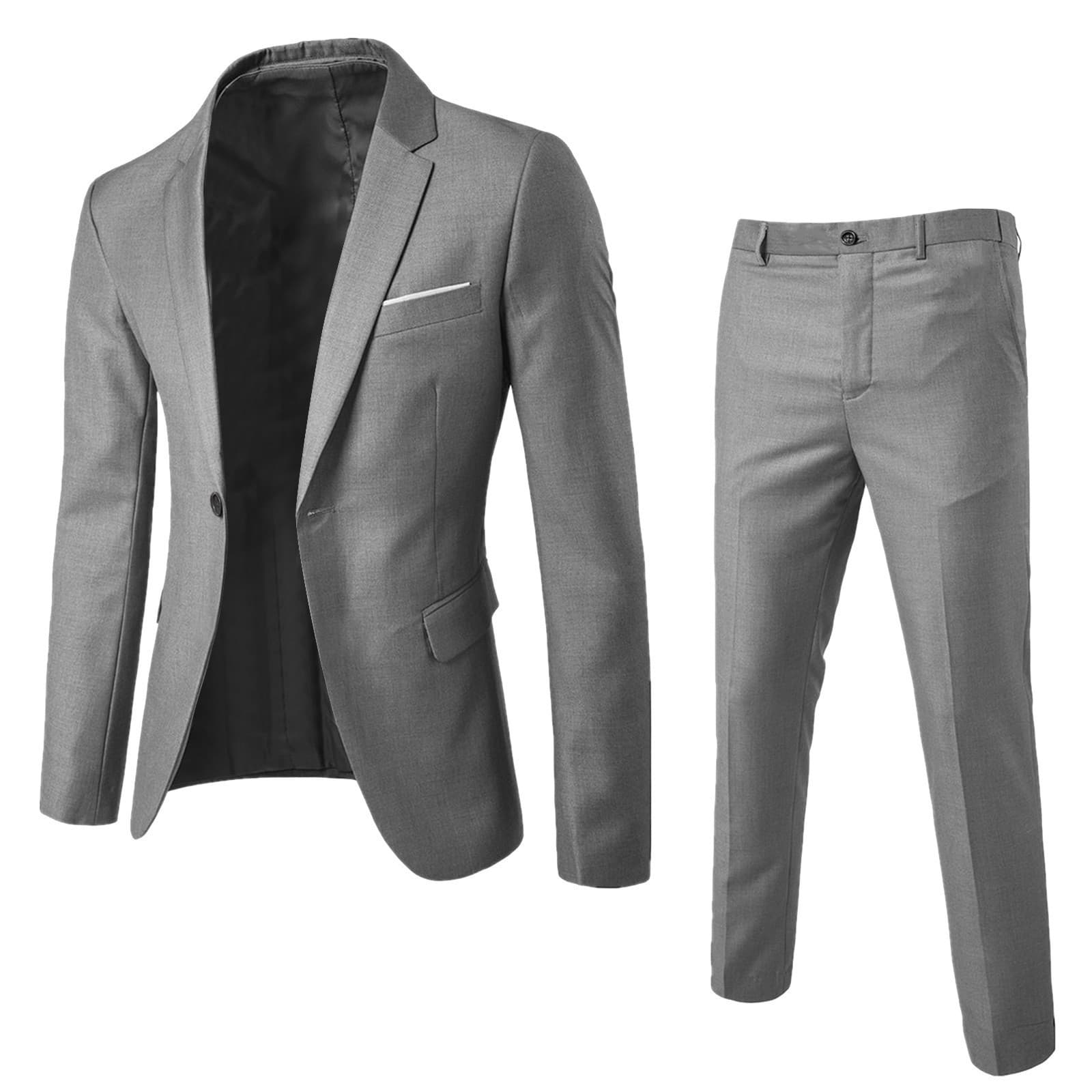 Professional Slim Fit Suit Set For Men & Women - Classic Business Blazer & Pants Two-Piece Outfit (Black, Navy, Burgundy, Gray, Blue, Beige, White)