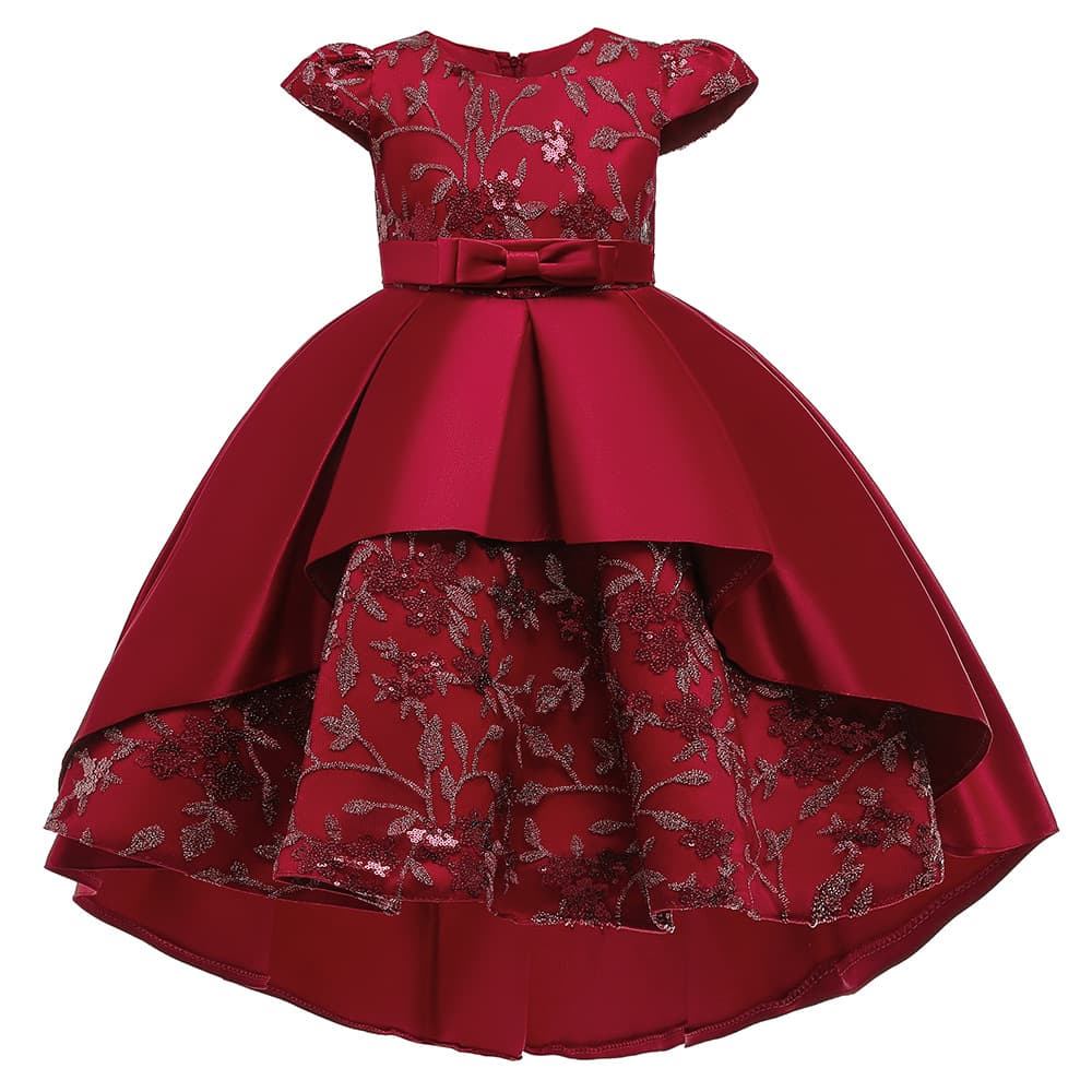 Mother & Kids 2024 New Baby Clothes Sequin Girl Trailtrain Birthday Party Girl Catwalk Dress Flower Girl Dress