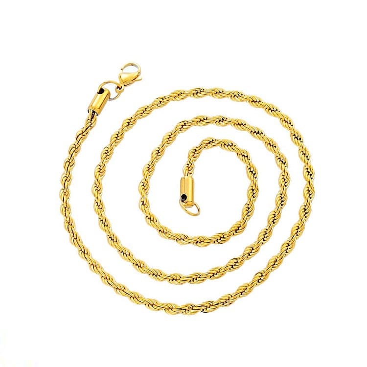 Vacuum electroplating K gold titanium steel twist chain pendant with chain