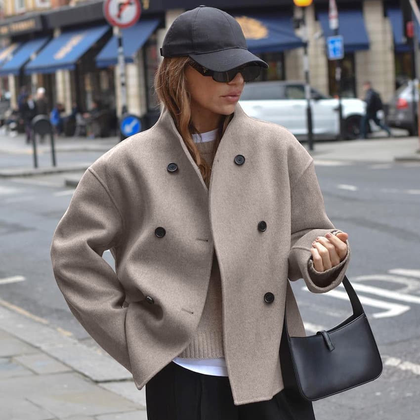 Women's clothing vintage brown wool coat for women's wear
