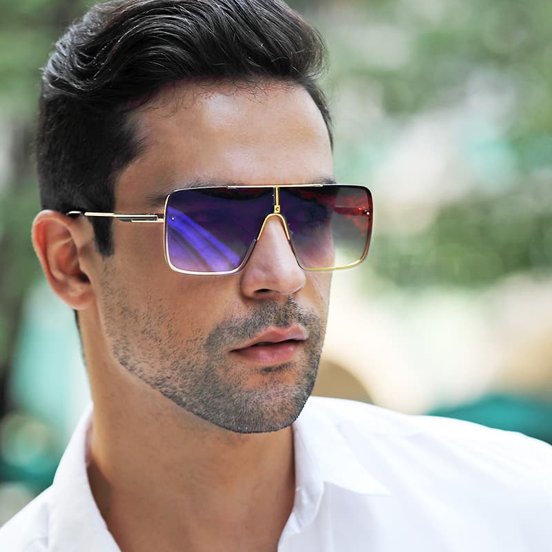 New Sunglasses for Men's Jumpsuit Fashionable and Stylish Large Box Sunglasses for Men Trendy European and American Street Photos Sunglasses