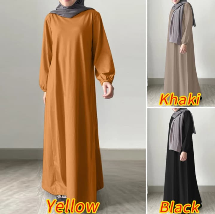 Women's Clothing Muslim Solid Color Cotton Linen Loose Temperament Commuter Long Dress