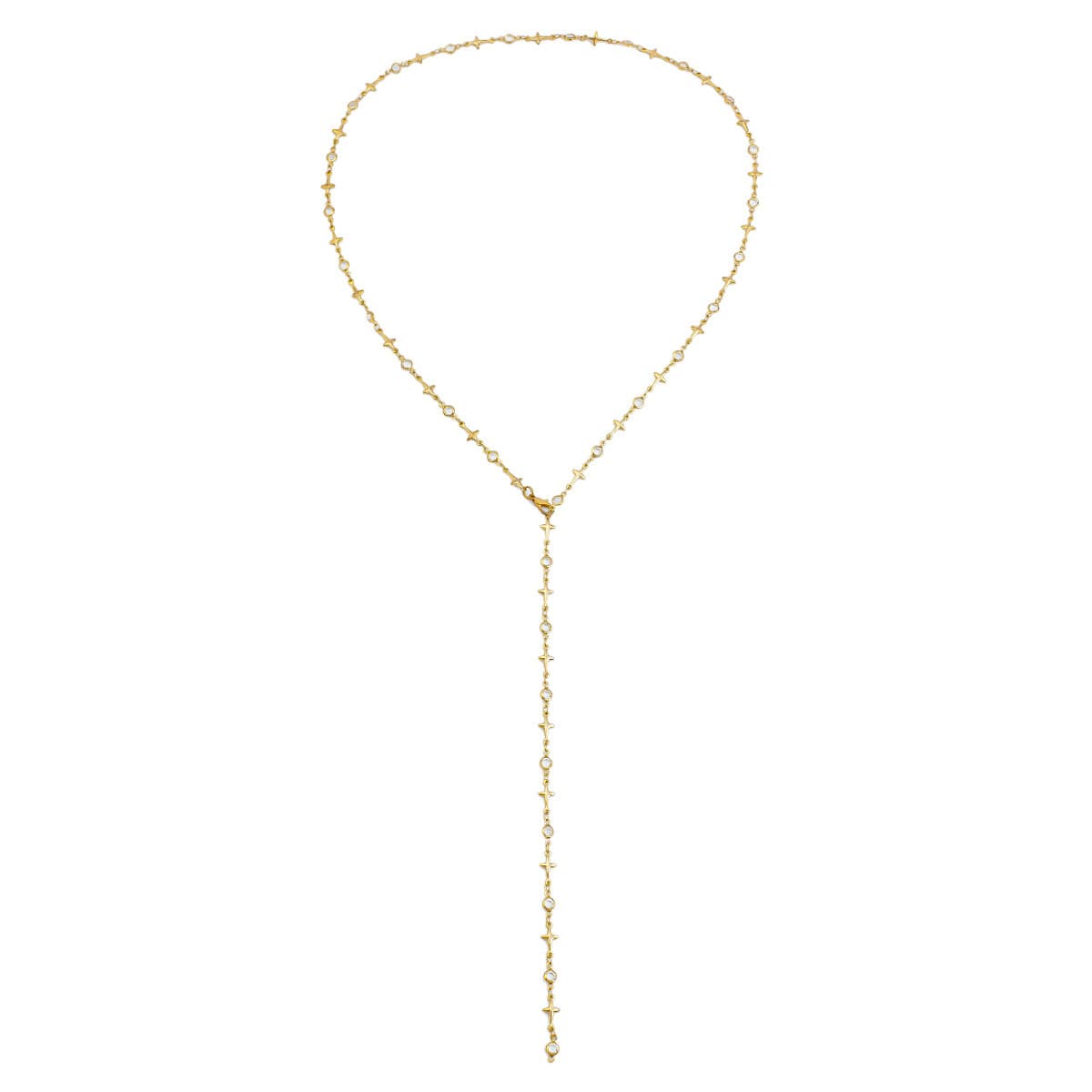 Women's Jewelry Small Fresh Color Y Shaped Daisy Chain Necklace Sweet Three Dimensional Metal Copper Clavicle Chain