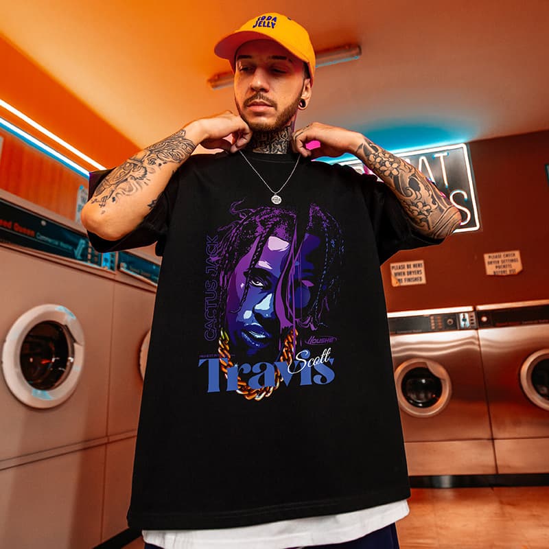 American Fashion Brand Loose T-shirt Short Fat Plus 5/4 Sleeve China-Chic Large Men's Summer
