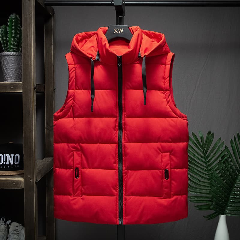 Men's Clothing Detachable Hat Autumn And Winter Men's Sleeveless Cotton Vest Style Trendy Warm Thick Men's Coat Vest