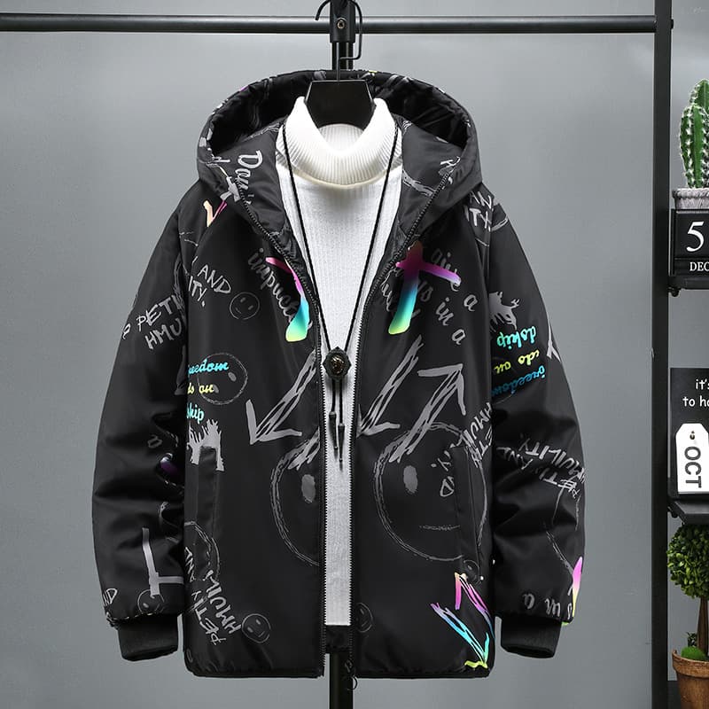Men's Clothing large size cotton clothing men autumn and winter new hooded loose cotton clothing youth camouflage two cotton cotton jacket