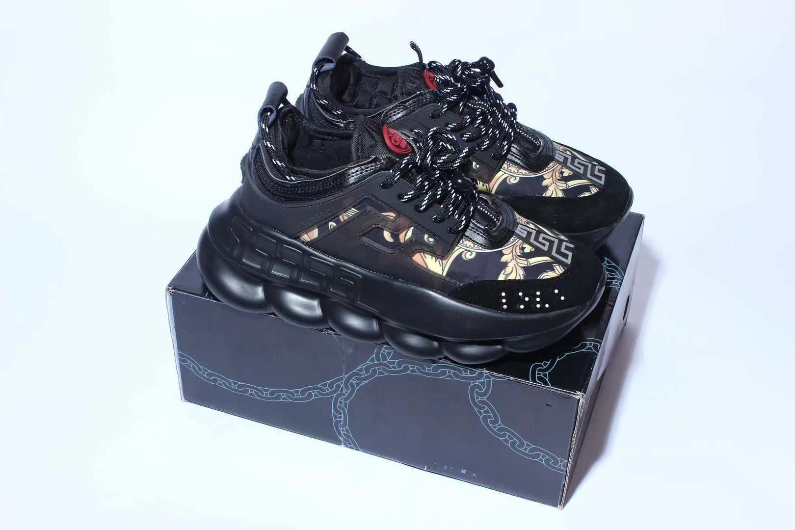 Chaussures de sport décontractées tendance Chain Reaction à tige basse, style rétro, polyvalentes, pour couples, semelle épaisse rehaussante et
