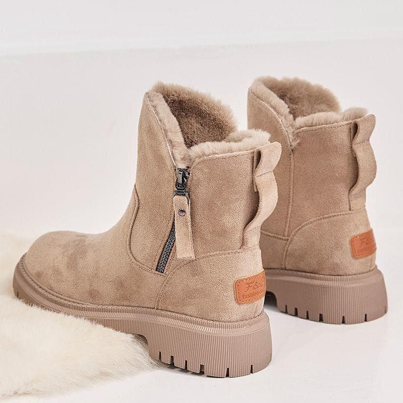 Winter new midtube plus fleece thickened warm cotton shoes fur one winter women's boots