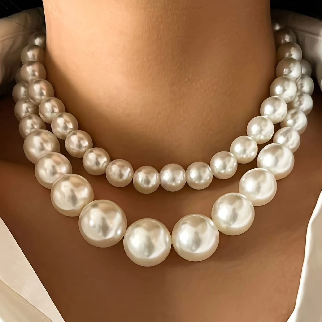 European And American Cross-Border Hot-Selling Retro Exaggerated Collarbone Pearl Beaded Elegant Simple Style