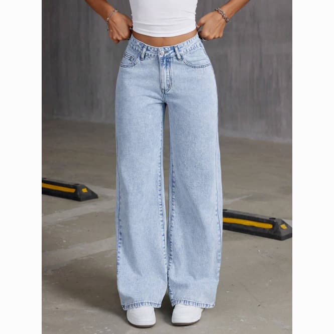 Women's High-Waisted Straight Leg Jeans - Stretch Cotton Comfort Fit In 6 Washes (Black, Light Blue, Medium Blue, Dark Blue, Charcoal)