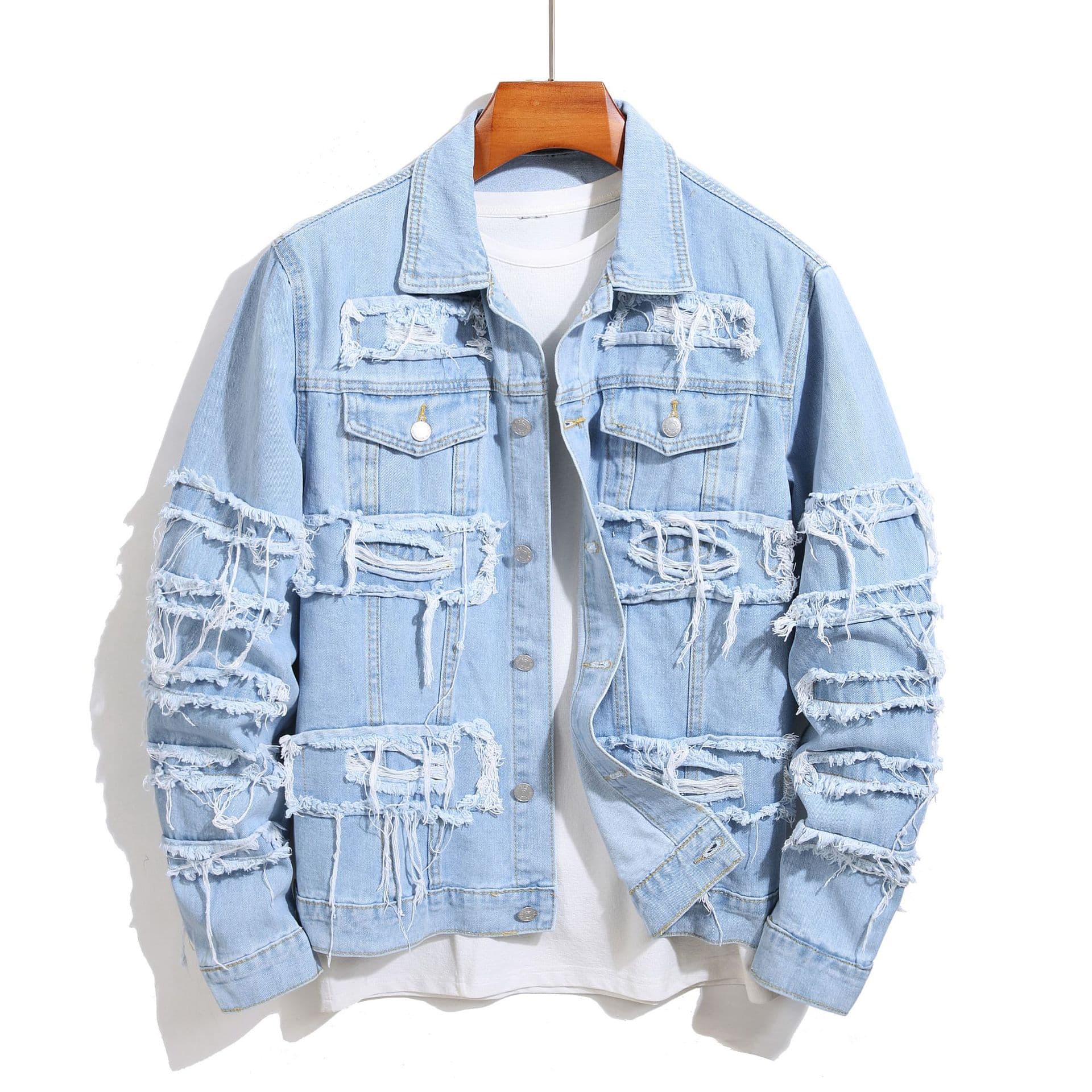 Men's Clothing New Denim Jacket Men's Trendy Street Youth Slim Casual Jacket Tops