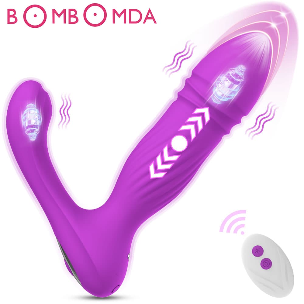 For Remote Vibrator Women Dildo Thrusting Telescopic G Spot Massage Clitoris Stimulator Masturbator