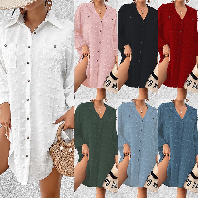 Women’s UPF Sun Protection Shirt – Button-Up Beach Cover-Up (One Size, Lightweight & Stylish)​