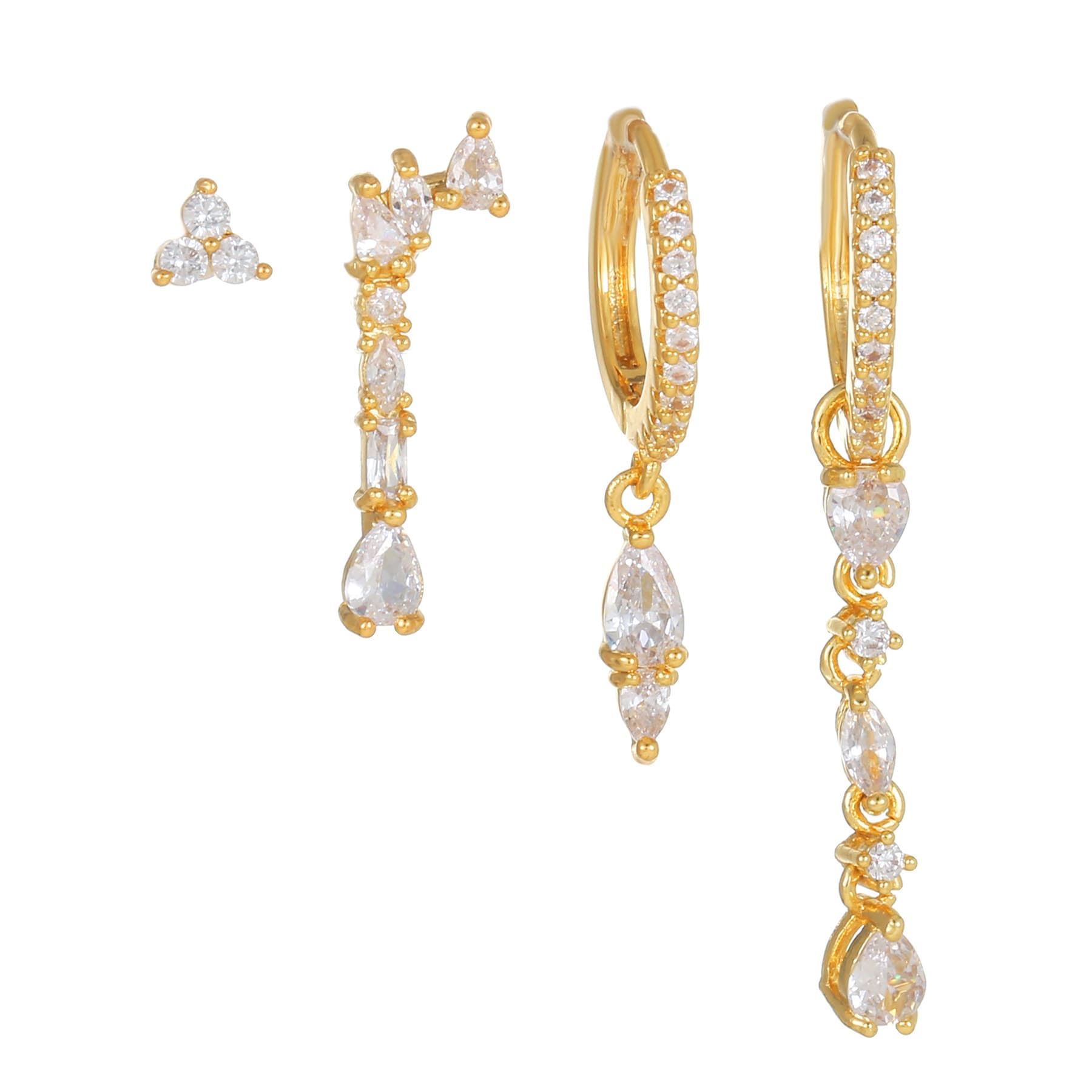 Fashion earrings set Geometric zircon ear studs and ear buckles jewelry