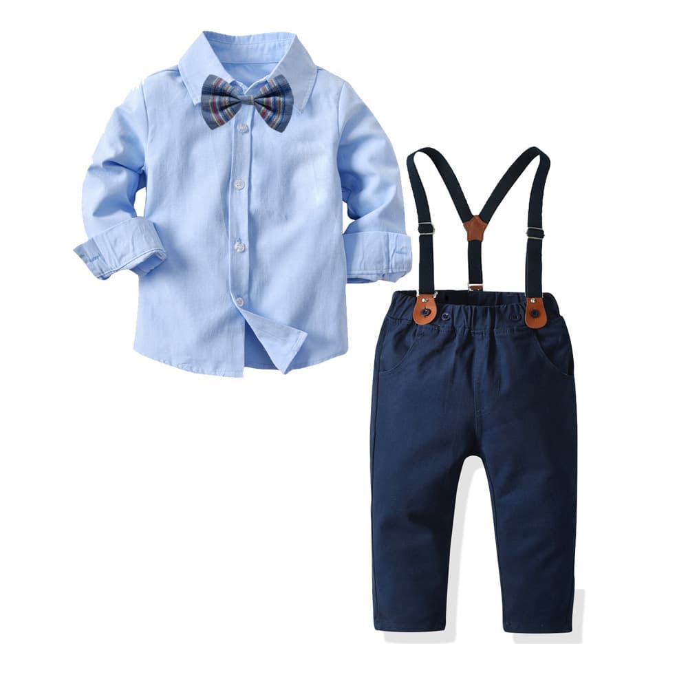 Children's Spring And Fall Children's Suits Boy's Bow Tie Shirt Suspenders Back-to-school Season Banquet Dress