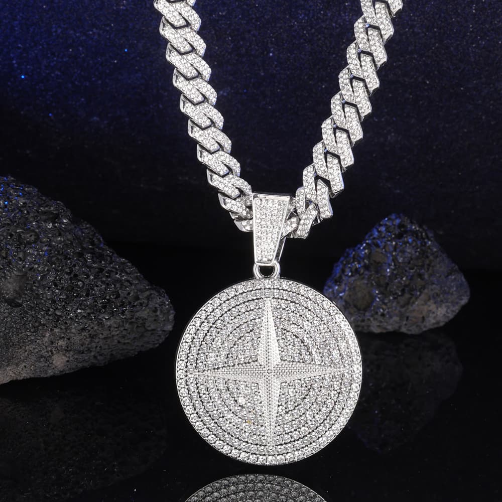 Men's Jewelry Hip Hop Pendant Diamond Letter Smiley Face Personality Multi Specification Alloy Rhinestone Cuban Chain Pendant