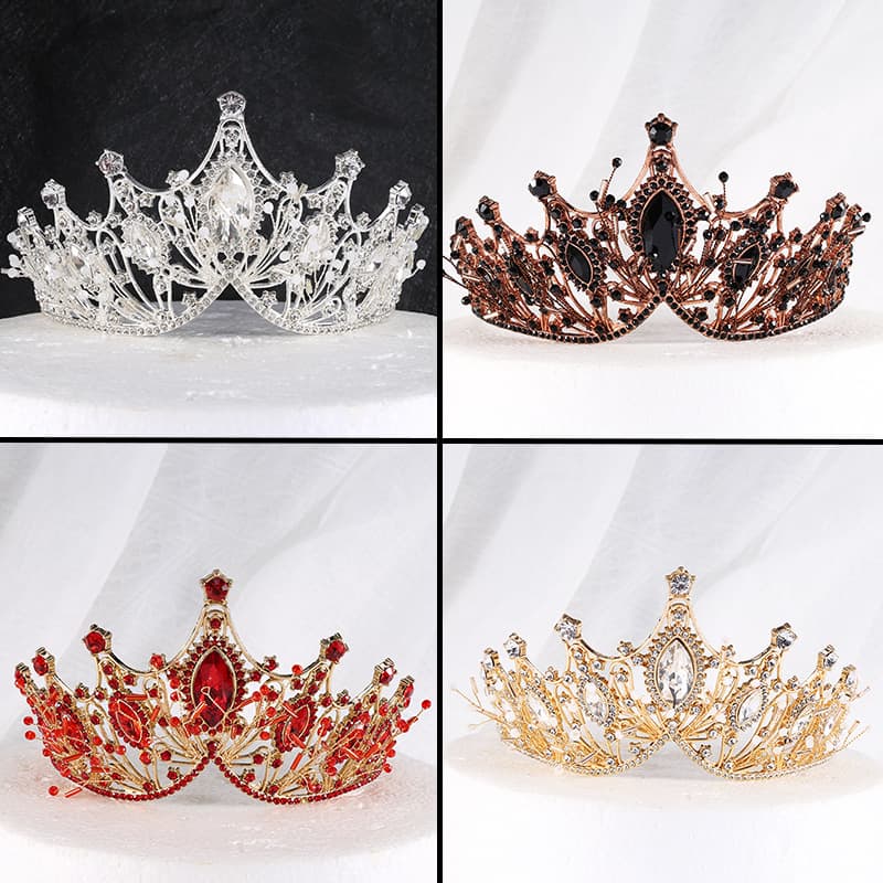 Cross-border handmade European and American retro Baroque crown bridal jewelry headdress atmospheric crystal hair accessories wholesale in stock