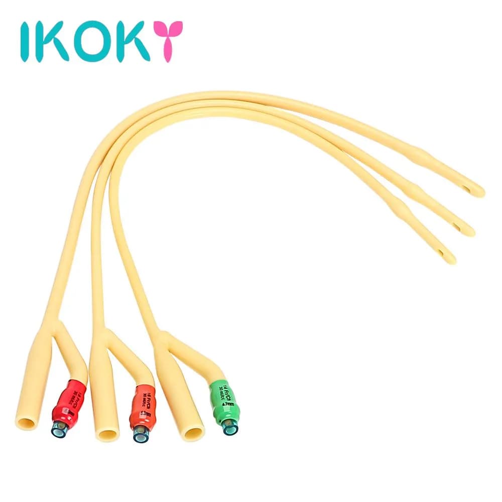 Double Hole IKOKY Male Masturbator Stretching Plug Sex Toys for Men Disposable Urethral Dilators Catheters Sou