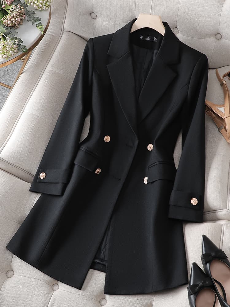 Yitimuceng Blazers pour femmes automne hiver 2023 nouvelle mode coréenne à manches longues double boutonnage décontracté midi blazer