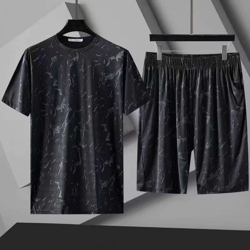 Men's Clothing Summer youth sports suit ice silk quick drying shorts short sleeved sportswear suit summer men's running quick drying breathable