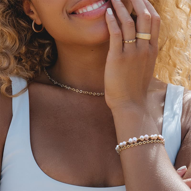 Natural Freshwater Pearl Irregular High Grade Elegant Handmade Bracelet Copper Plated K Real Gold OT Buckle Sweet Jewelry