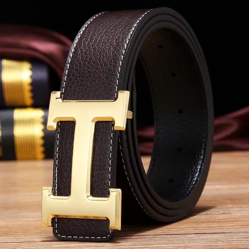 Ceinture H en cuir pour homme avec boucle lisse pour jeune personnalité, ceinture tendance tendance pour homme, ceinture polyvalente haut de gamme