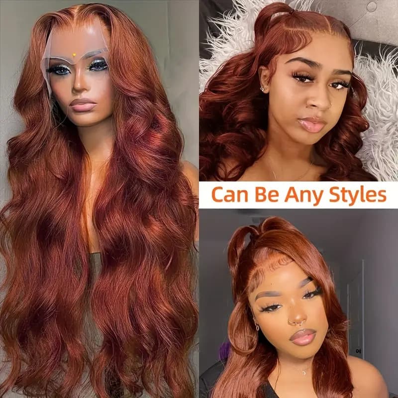 Women's Front Lace Wig Center Parted Long Wavy Hair Fluffy Natural Full Head Synthetic Wig