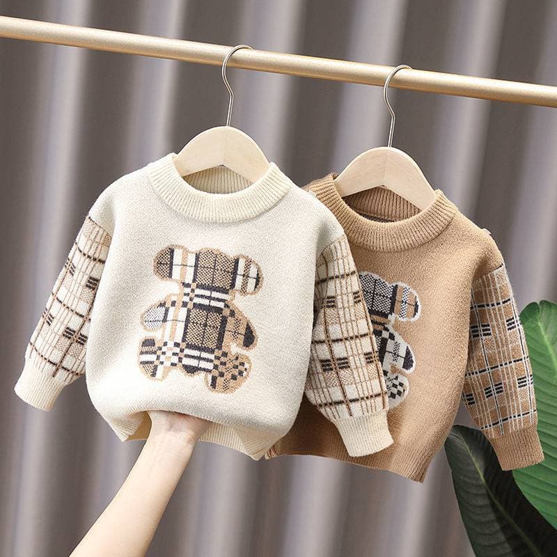 Kid's Clothing Boys Mink Fleece Sweater Children's Sweater 2024 Autumn And Winter New Style Boy Baby Fashion Pullover Bottoming Sweater