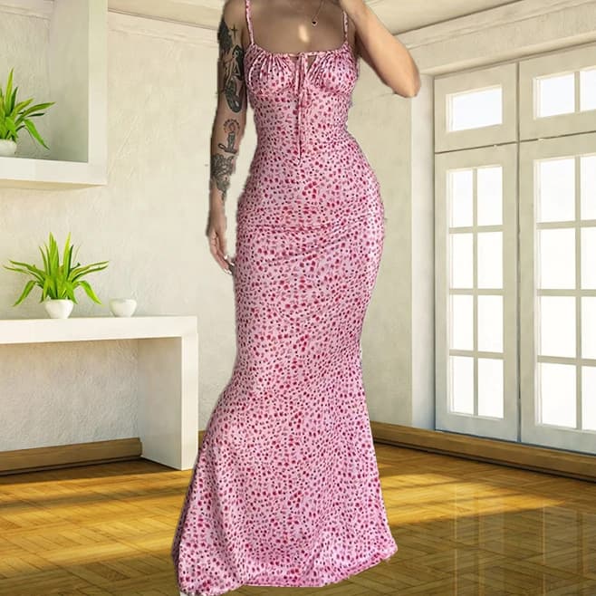 Women’s Clothing Summer Hot Products New Small Floral Suspender Long Dress