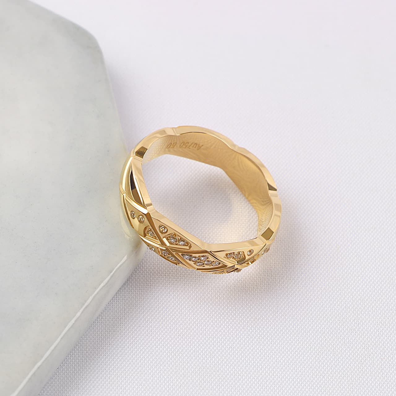 Dia Pattern Ring Inlaid With Dias Titanium Steel Couple Rings