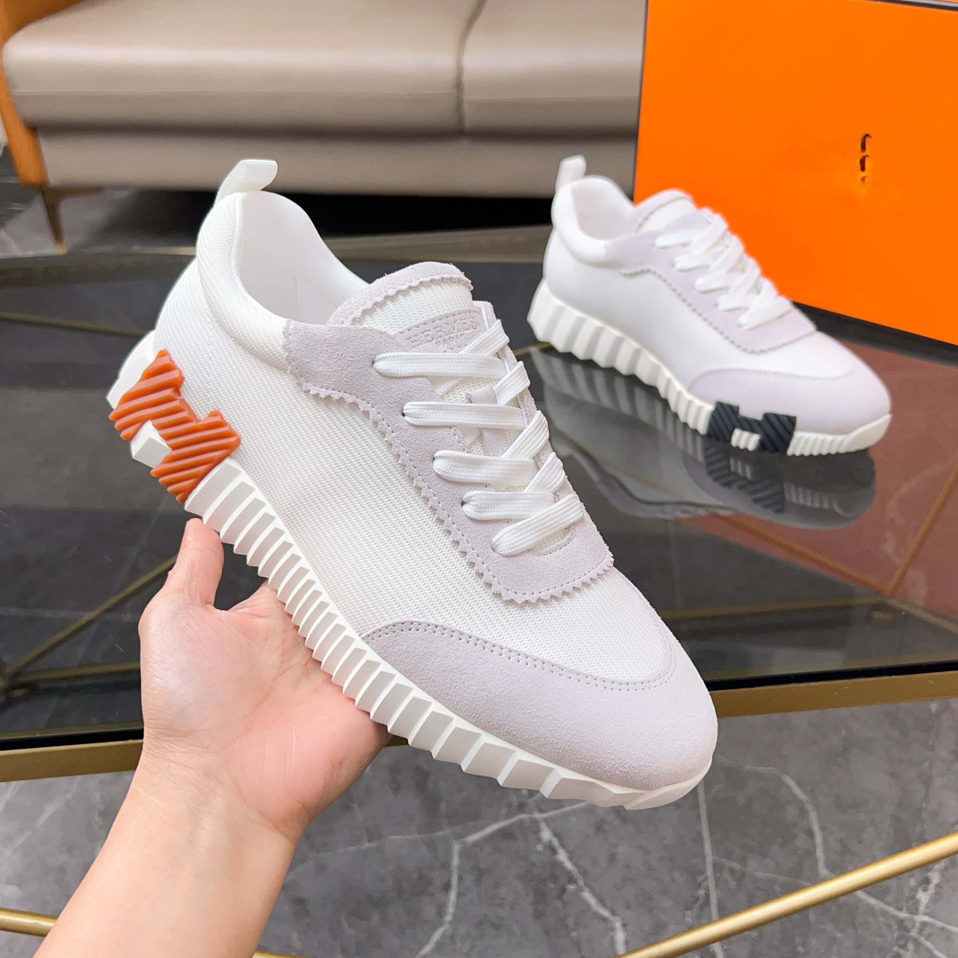 Chaussures tendance pour couples de la marque H, baskets décontractées confortables et polyvalentes en cuir véritable respirant et en maille,